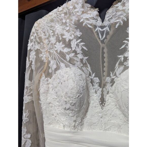 Justin Alexander Ivory/Nude Chiffon Bridal Gown NWT Size 10 Style 88140 - Picture 9 of 13